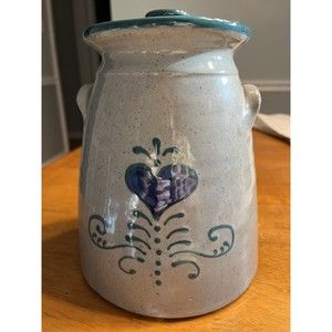 Great Bay Pottery Salt Glaze Crock Canister Bean Pot with Lid USA